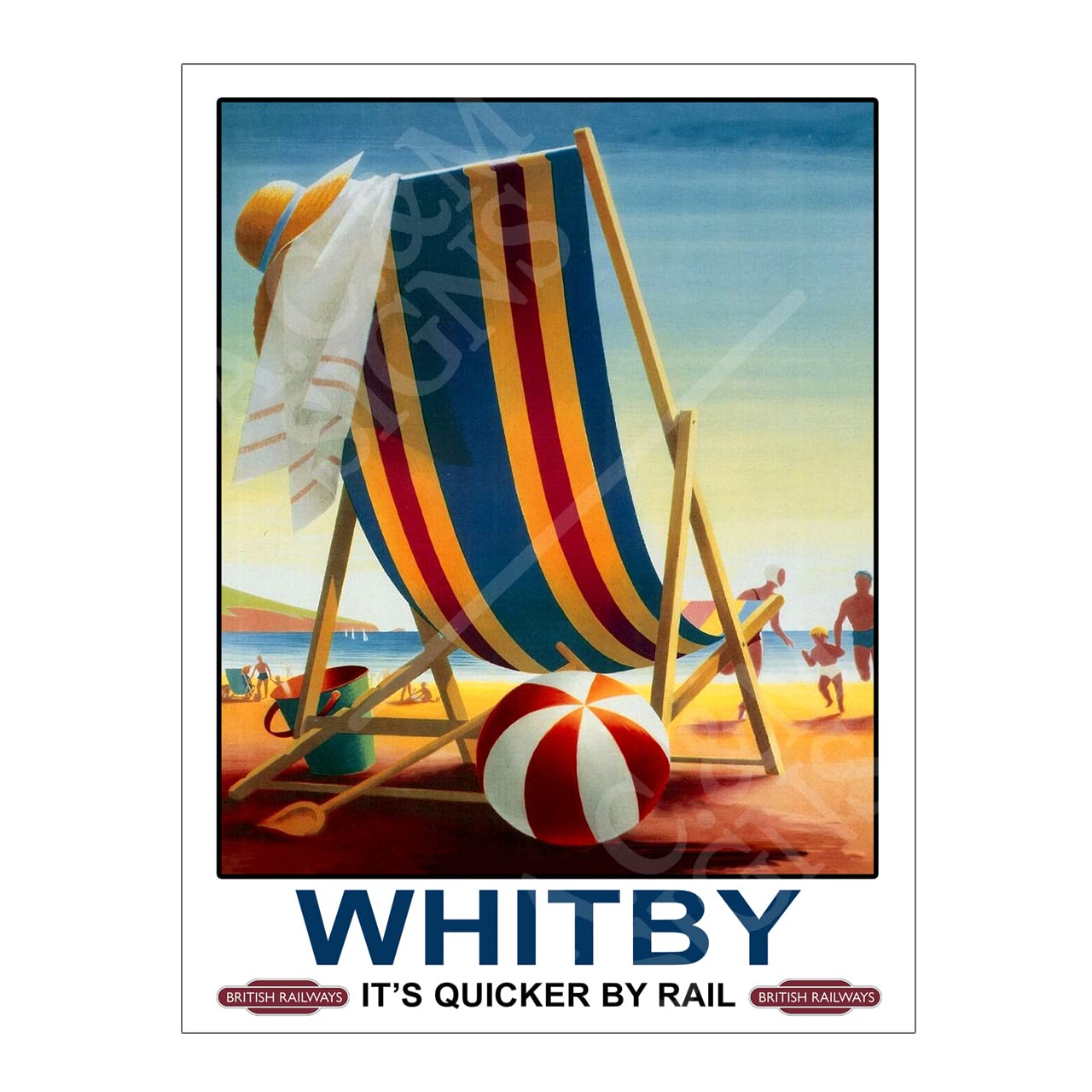 Metal Sign Plaque Print Poster Travel Railway British Railways Whitby It's Quicker By Rail Vintage Retro Gift Dad Man Cave Shed Home Bar Ref12488 (10x8 inches (Approx) 25cmx20cm)