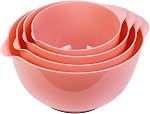 BoxedHome Classic Mixing Bowl Set, BPA Free Plastic, Microwave and Dishwasher Safe (Set of 4, Pink),4.5 quarts