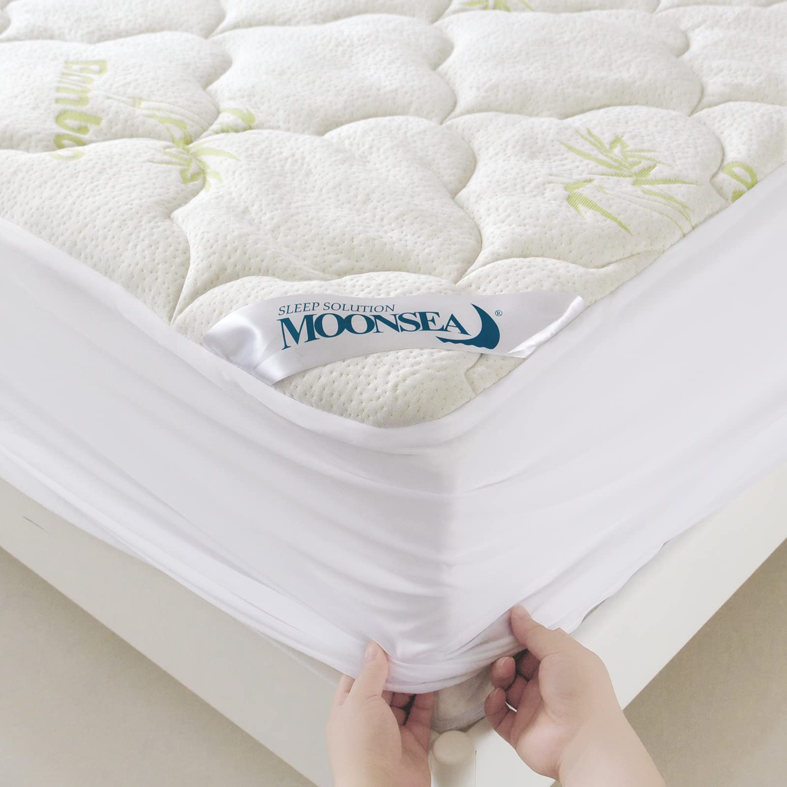 Moonsea Twin Mattress Cover Air Mattress Topper, Viscose Made from Bamboo Mattress Pad for Kids, Soft Breathable and Noiseless Pillow Top Mattress Fits up to 16 inch