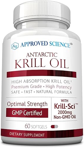 Approved Science Aceite de krill 2000 mg de aceite de krill antártico, 650 mcg de astaxantina Apoyo cardiovascular, cognitivo y salud de las