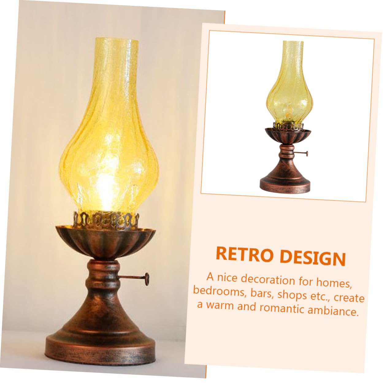 Jaune Lampe de Table Stable, en Verre et Fer Rétro Vintage
