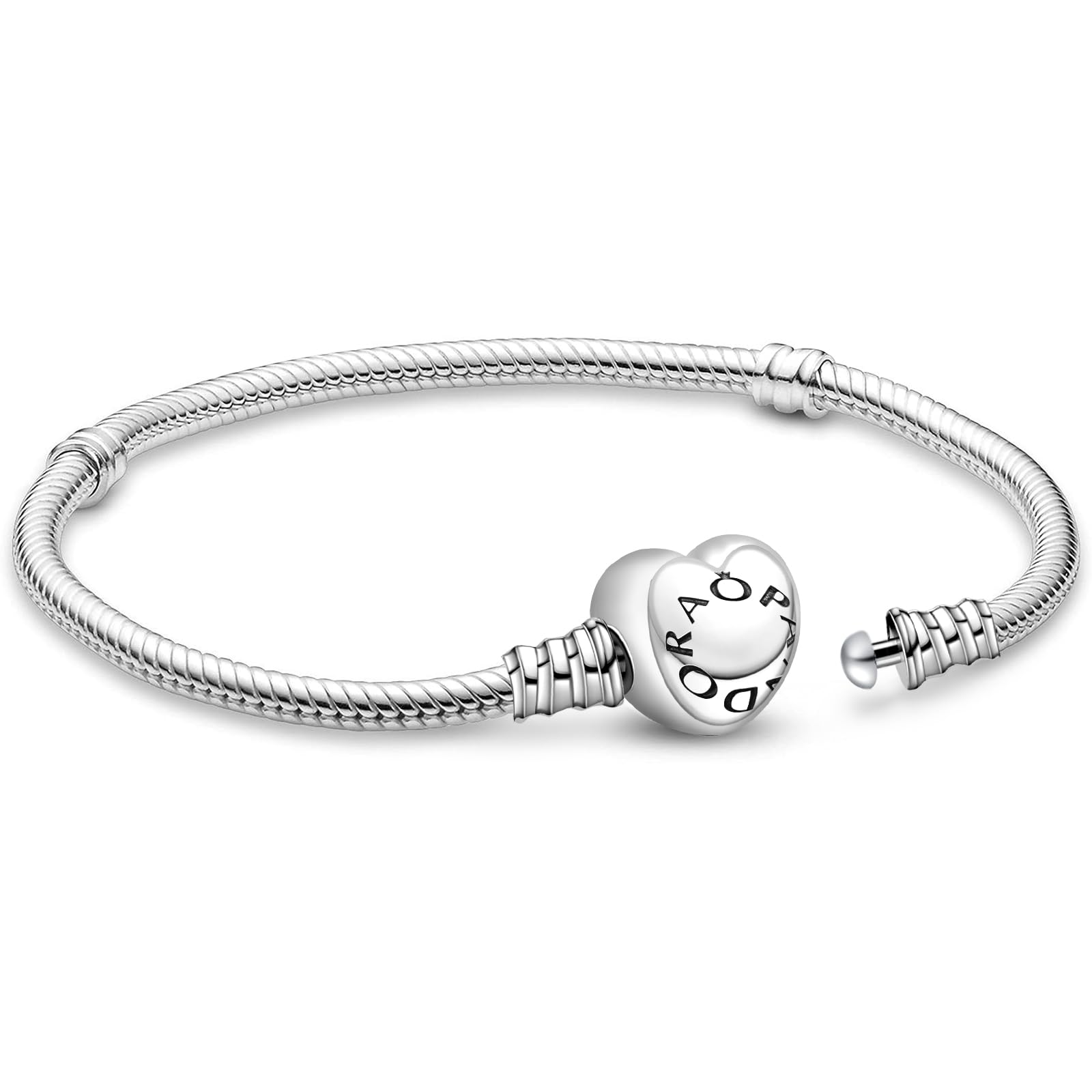 APUUESN Sterling Silber Charms Armband Mit Logogravur, Armbänder Moments Serie, Armbänder Me Serie,Charms Anhänger Armband From 17CM to 21CM,Gold,Silber