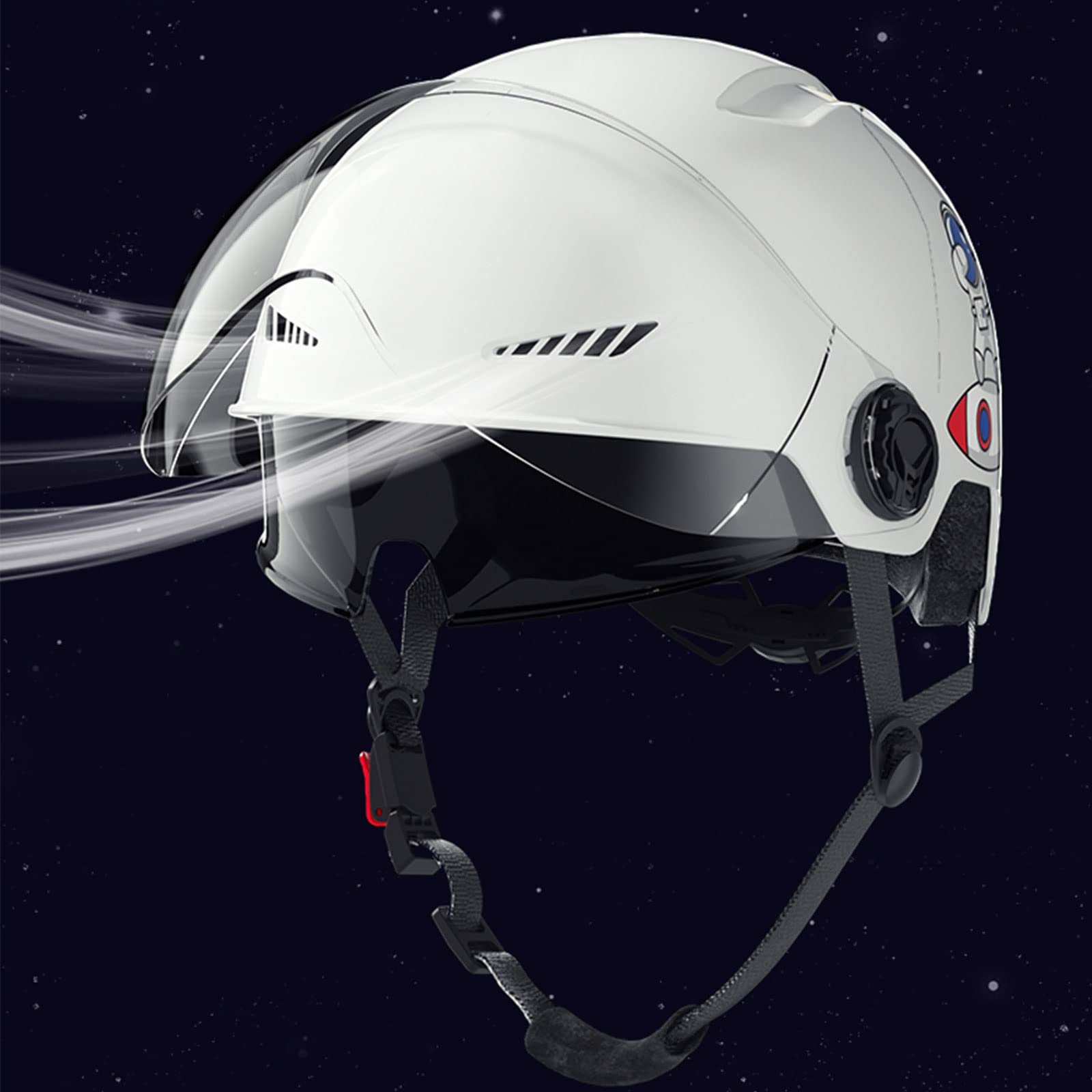 Męski, damski kask motocyklowy z daszkiem - retro otwarte kaski motocyklowe z osłoną przeciwsłoneczną DOT Certified Vintage Scooter Jet Helmet dla Cruiser Touring ATV (55-60cm)