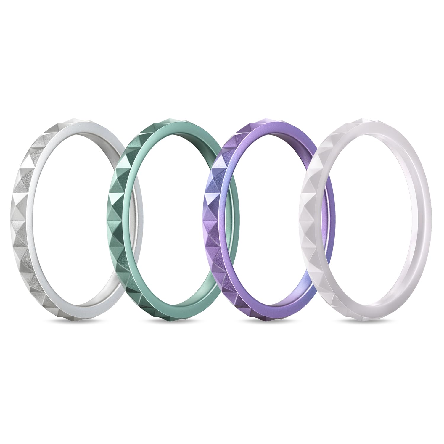 Egnaro Silicone Wedding bands women, Stackable Silicone Ring style