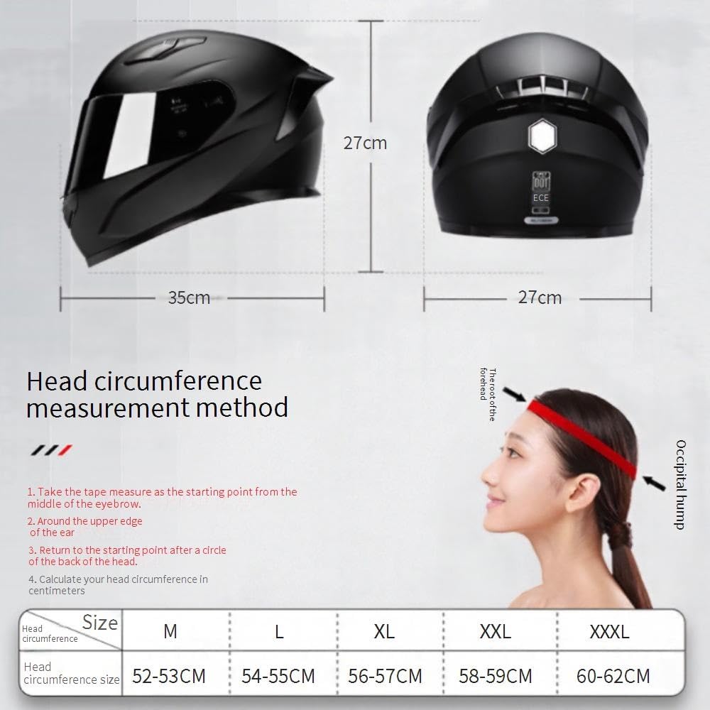 Casco Integral de Motocicleta para Adultos con Doble Visera, Aprobado por El Dot, para Carreras de Motos Y Bicicletas de Calle, para NiñOs Y Adultos, con Visera, Guantes Y MáScara
