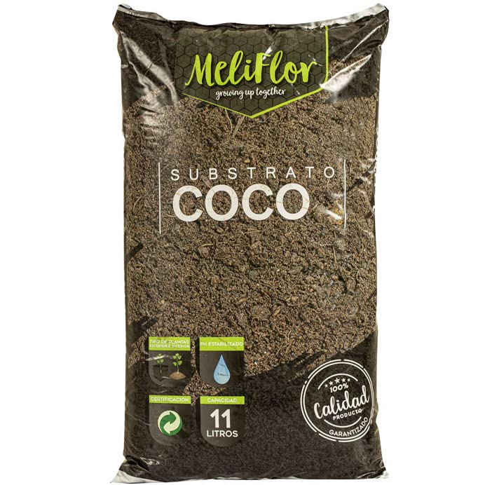 Sustrato Fibra de Coco Meliflor 11L (100% Natural, Airea y Proporciona esponjosidad)