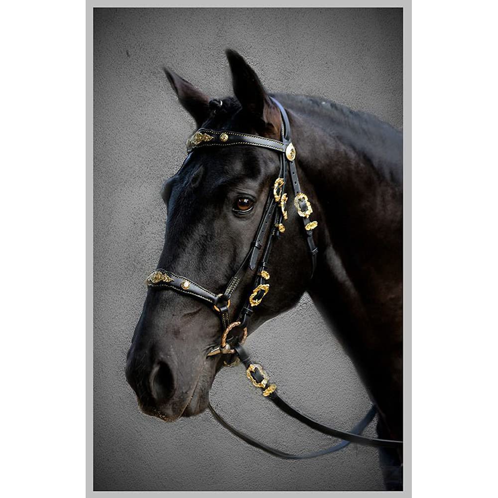 Bride De Chasseur De Qualité Cuir PU + Licols D'équitation en Métal Équipement De Course De Rêne De Cheval Fournitures Équestres Outil D'entraînement pour Tous Les Chevaux