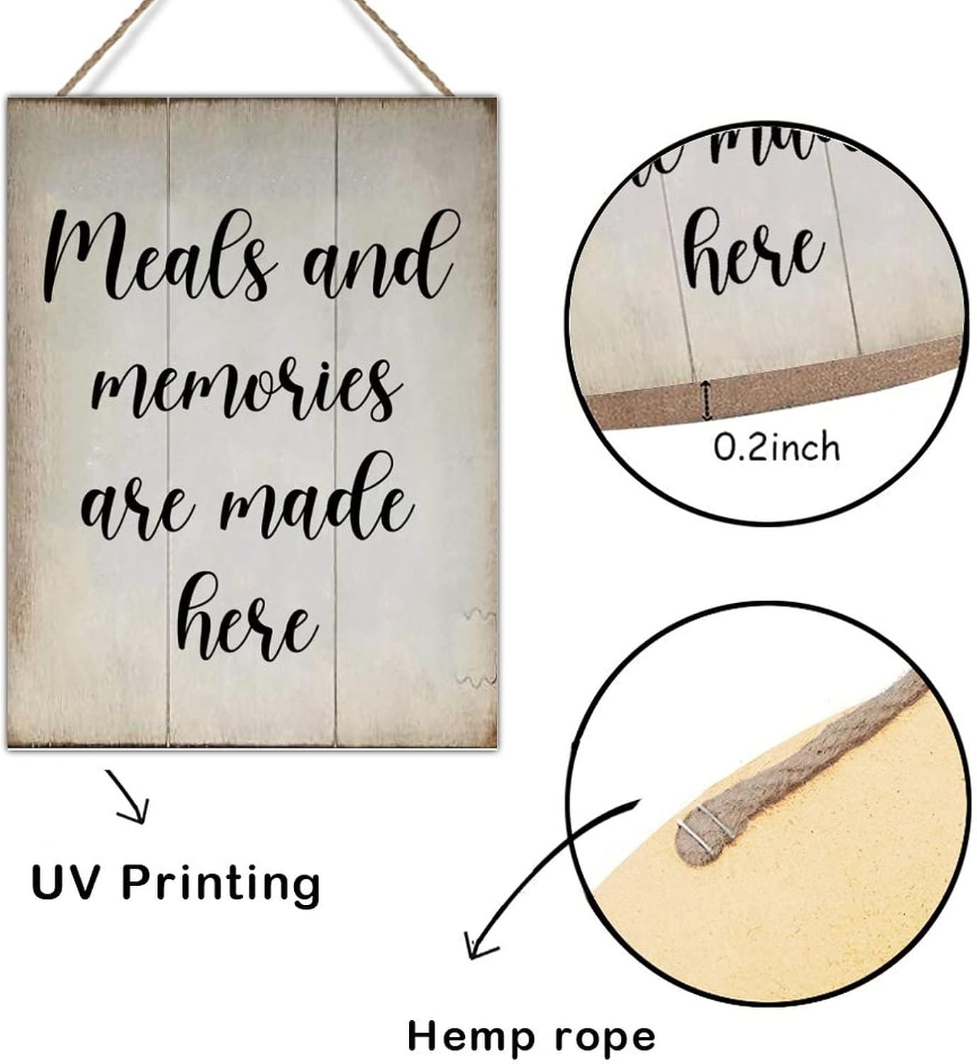 Rustic Wood Wall Decor Sign Meals and Memories are Made Here Hanging Sign Vintage Farmhouse Wall Hanging Sign Art Decor Plaque with Quotes for Home 18x24in Housewarminmg Gift for Home