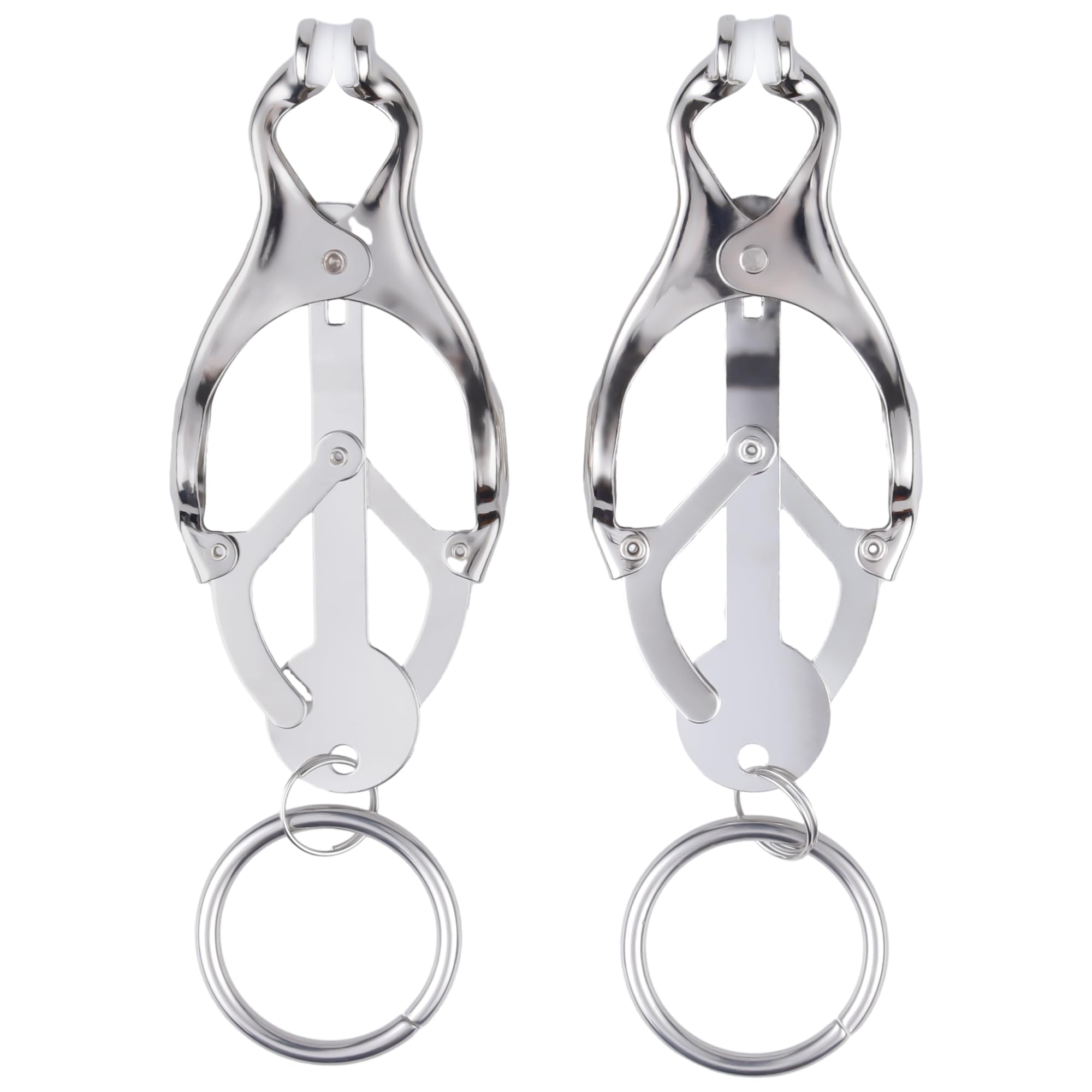 Nipple Clamps with Chain Stainless Steel Breast Clamps Body Breast Clip Body Ring Non-Piercing Nipple Jewelry Sliver (Ring Clamps)