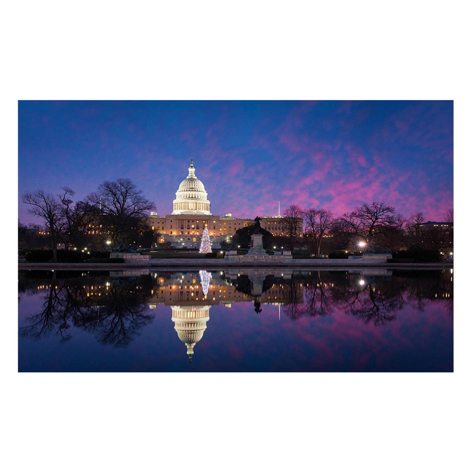 Landschaftsbilder Kunstdruck,Nachtansicht des amerikanischen Gebäudes Leinwandbild XXL,Panorama Gemälde Druck auf Leinwand.Natur Poster Leinwand WandKunst Bilder 60x100cm(24x40in)rahmenlos
