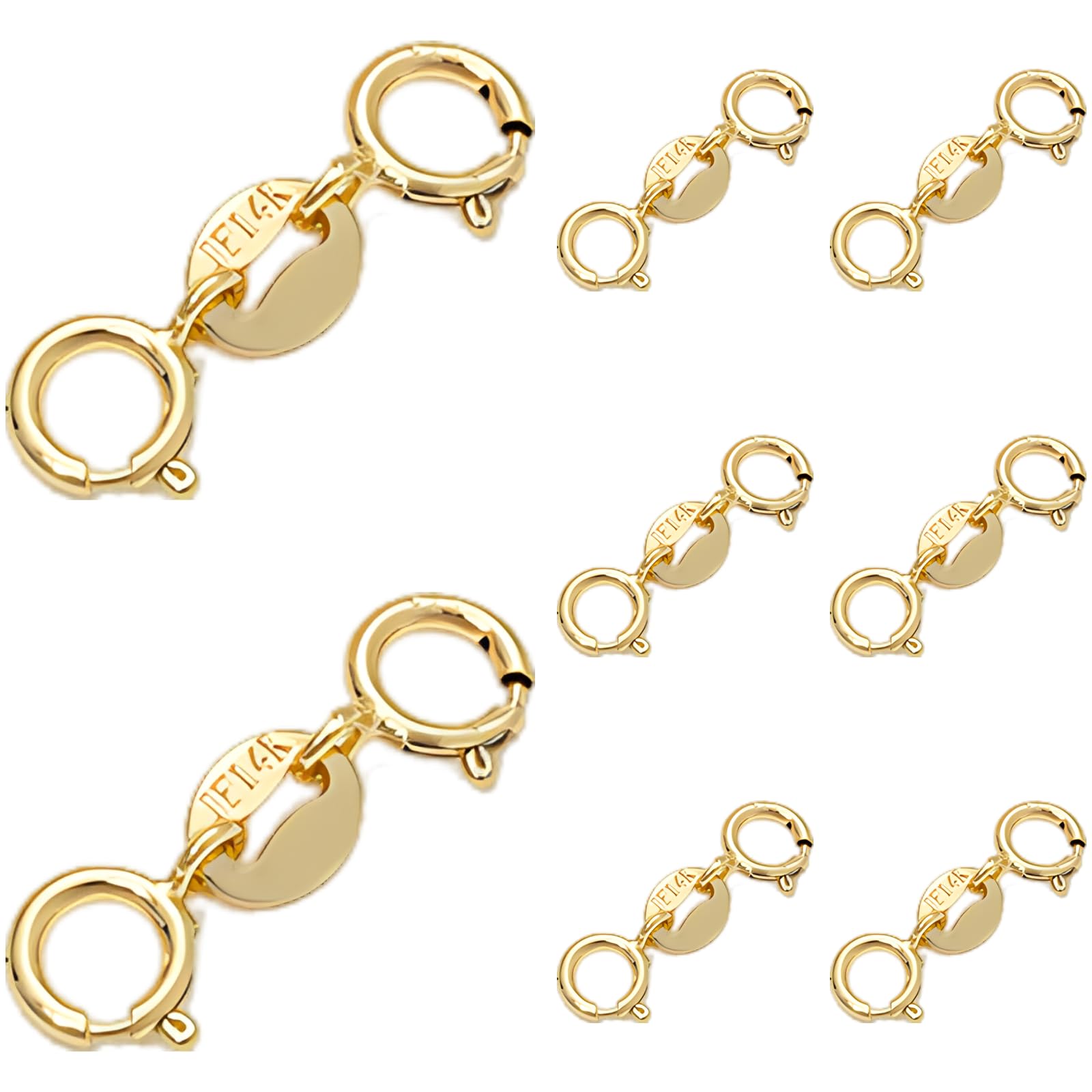 8 Stk. vergoldete Doppel-Springverschlüsse, 0,2 in / 0,5 cm, S925 versilberte kleine Ei-Ellipse-Perlenendstücke, mit JF14K Gravur, Zubehör für DIY-Halskette, Armband, Schmuckherstellung