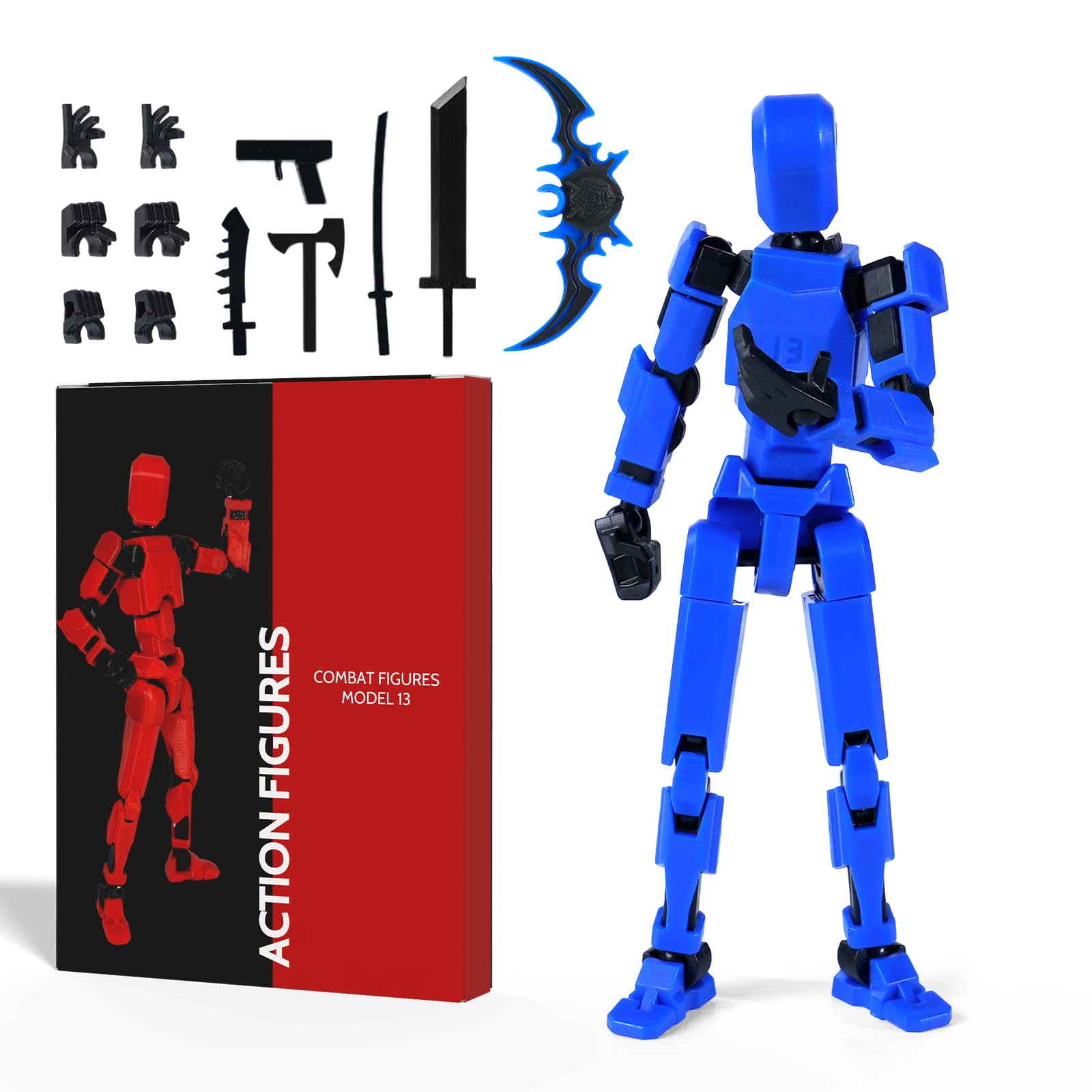 Rolling Art Action Figure Set, Model 13 Action Figure Multi-Jointed Movable,Gift Box Packaging, a Great for Loved Ones and Friends. (Blue)