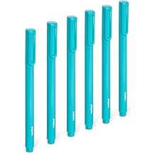 Poppin Signature Ballpoint Pens, Professional Office Pens, Medium Point 1mm, Set of 6 Aqua with Blue Ink