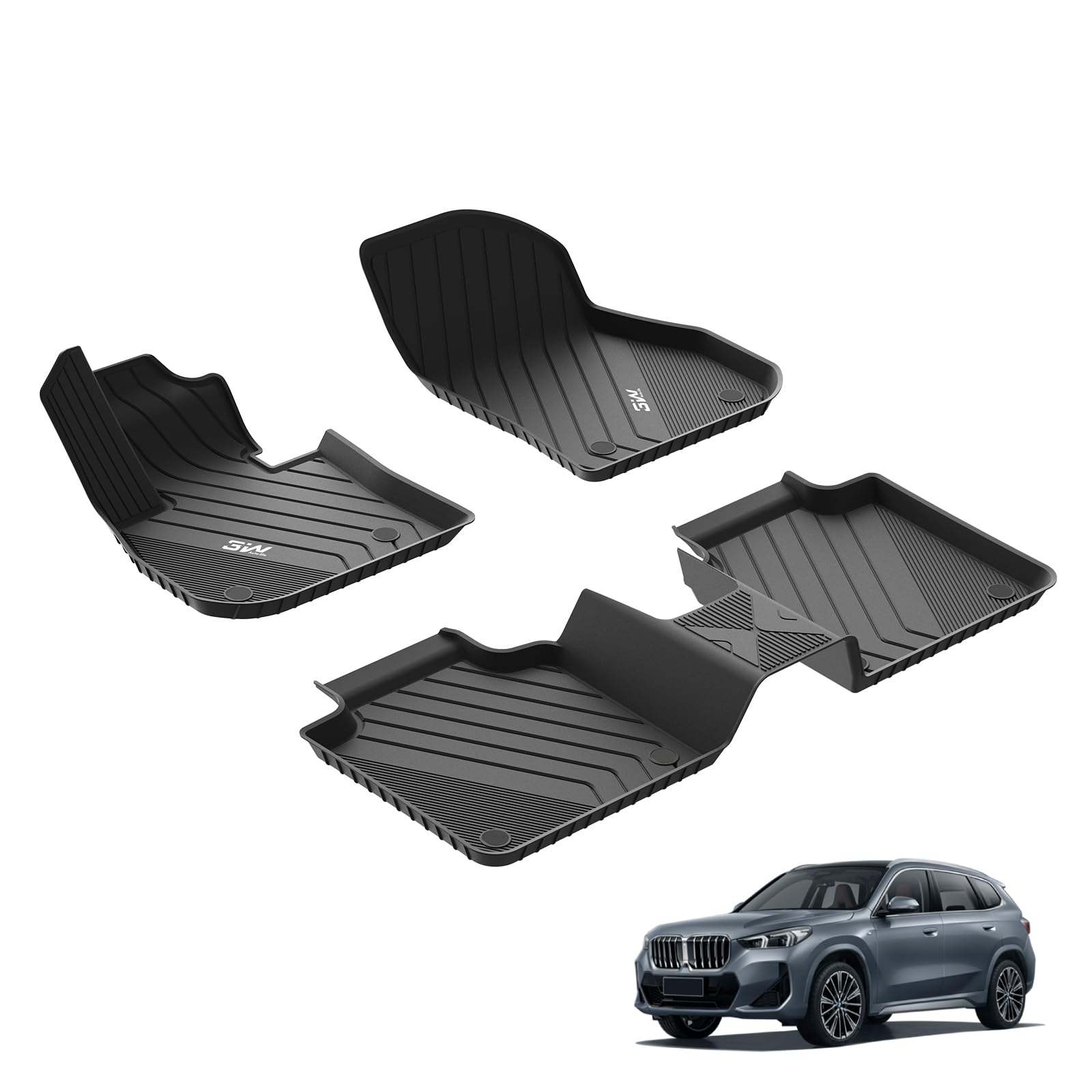 3W Alfombrillas de Coche para BMW X1 U11 2023-2026(Non para xDrive25e PHEV), Thorex™ Alfombrilla para Todo Tipo de Clima para BMW X1 la 1ª y 2ª Fila Juego Completo, Admite Perros, Accesorios, Negro