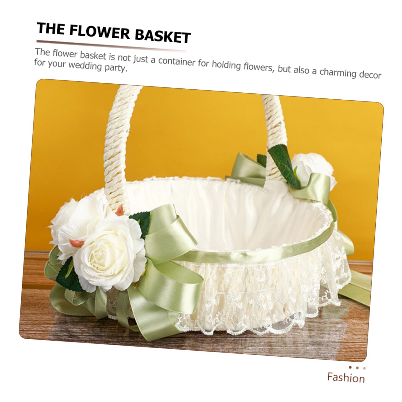 KOMBIUDA Hochzeitsblumenkorb für Blumenmädchen Kleiner Dekorativer Korb aus Kunststoff und Stoff mit Band für Hochzeit und Bankett