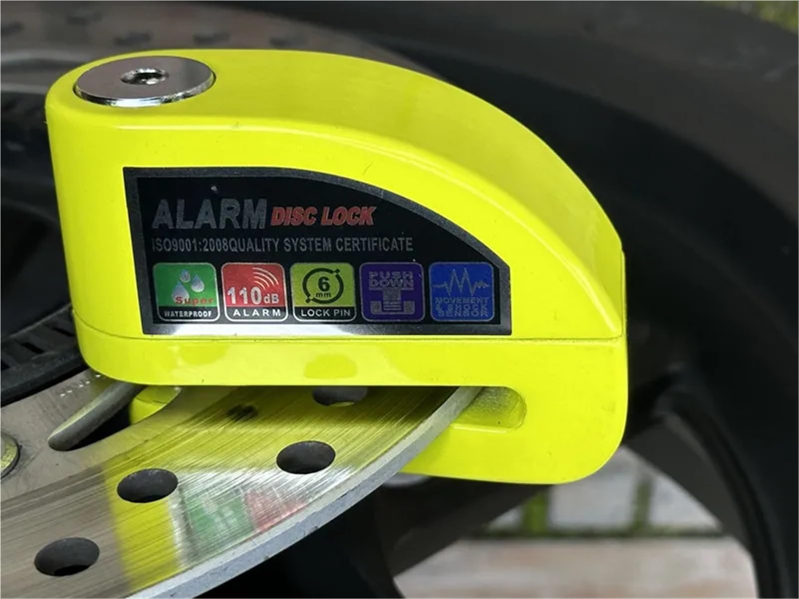 zamka motocyklowego Alarm motocyklowy Tarcza aluminiowa Blokada ze stopu aluminium Skuter Rower Tarcza Alarm Blokada hamulca Bezpieczeństwo Wodoodporny Antykradzieżowy(E)
