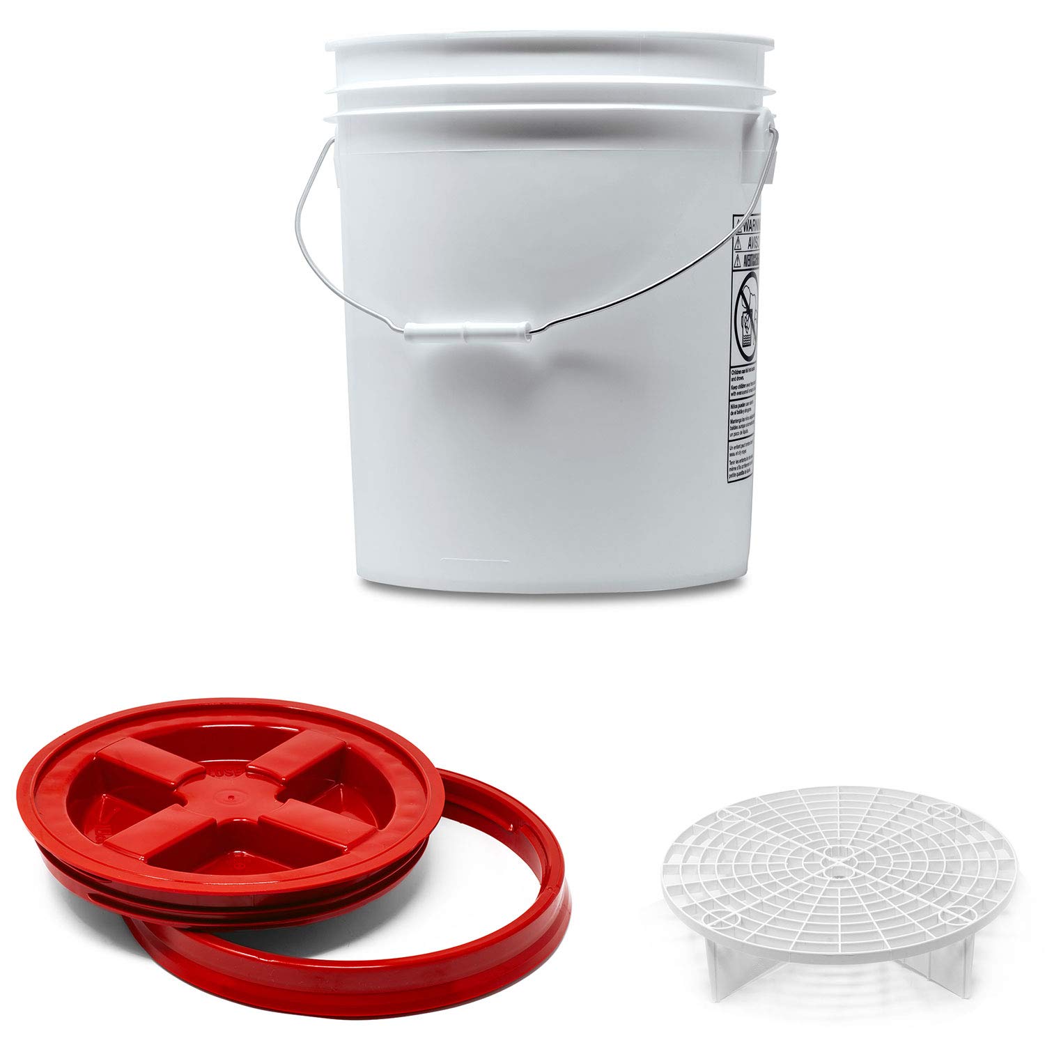Seau de lavage professionnel détaillé fabriqué par GritGuard : 5 g (env. Gamma Seal Plaque de nettoyage pour évier 20 l, Weiß, Rouge