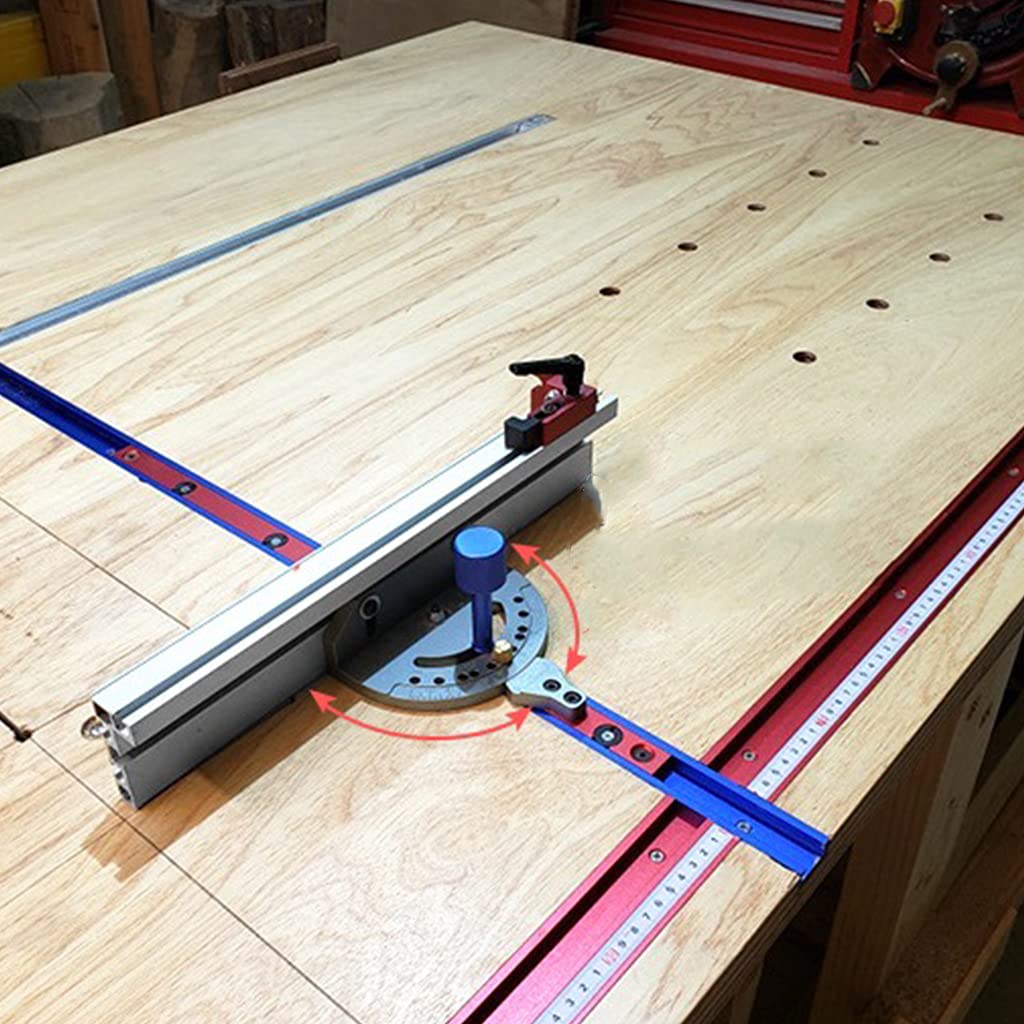 Regla de mesa de carpintero con valla de 400 mm y tope ajustable, adecuada para banda de mesa de acero
