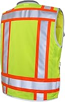 Vista 24 de Dib Safety - Chaleco reflectante amarillo de malla, chaleco de alta visibilidad con bolsillos y cremallera, clase 2 ANSI de alta resistencia, hecho