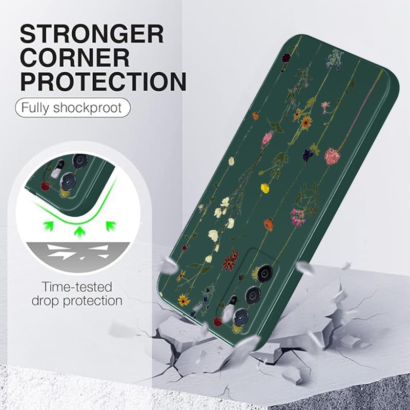 WOKEZ Silikonfodral Blomma för Realme C65 - Stötsäkert Grön 39
