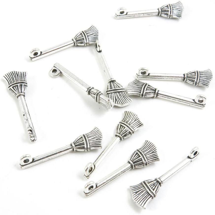 340 Pieces Antique Silver Jewelry Making Supply Charms Findings M7HU6 Broom