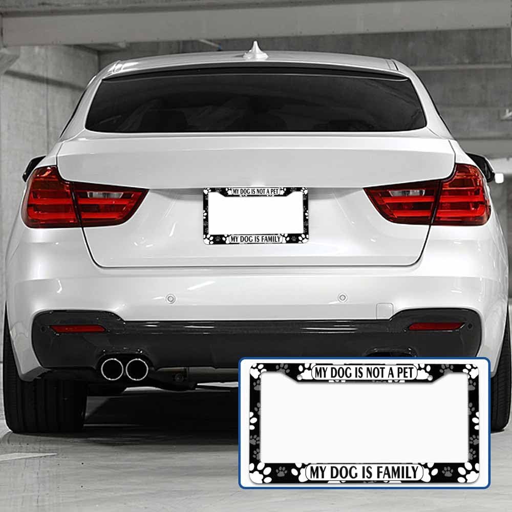 License Plate Frame My Dog is Family Printed Stainless Steel License Plate Frame with 2 Holes & Free Screws 12.2 x 6.3 Inches image 5