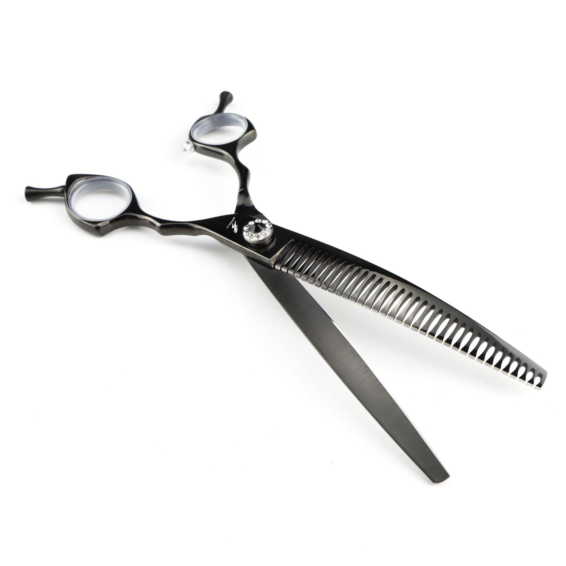 Ttoogo Black 7.5 Inch Curved Chunker Shears For Dogs - Rainbow 440C Stainless Steel Pet Grooming Scissors For Texturizing Blending And Shaping Coats