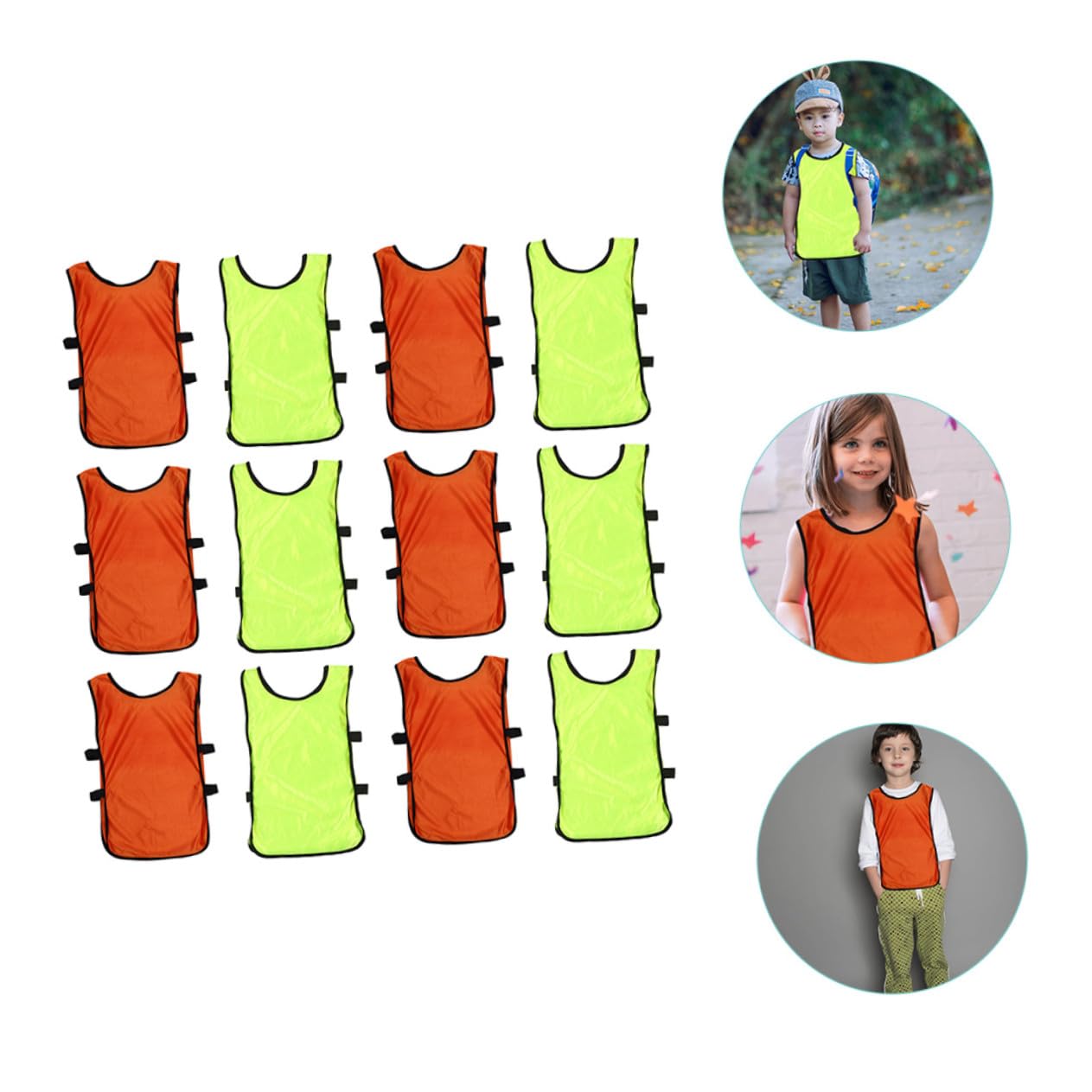 Lot de 12 Dossards D'entraînement Multifonctions en Polyester Respirant, Gilets De Sport Légers avec Côtés Ouverts, pour Garçon Et Filles, pour Basketball, Football Et Activités en Extérieur