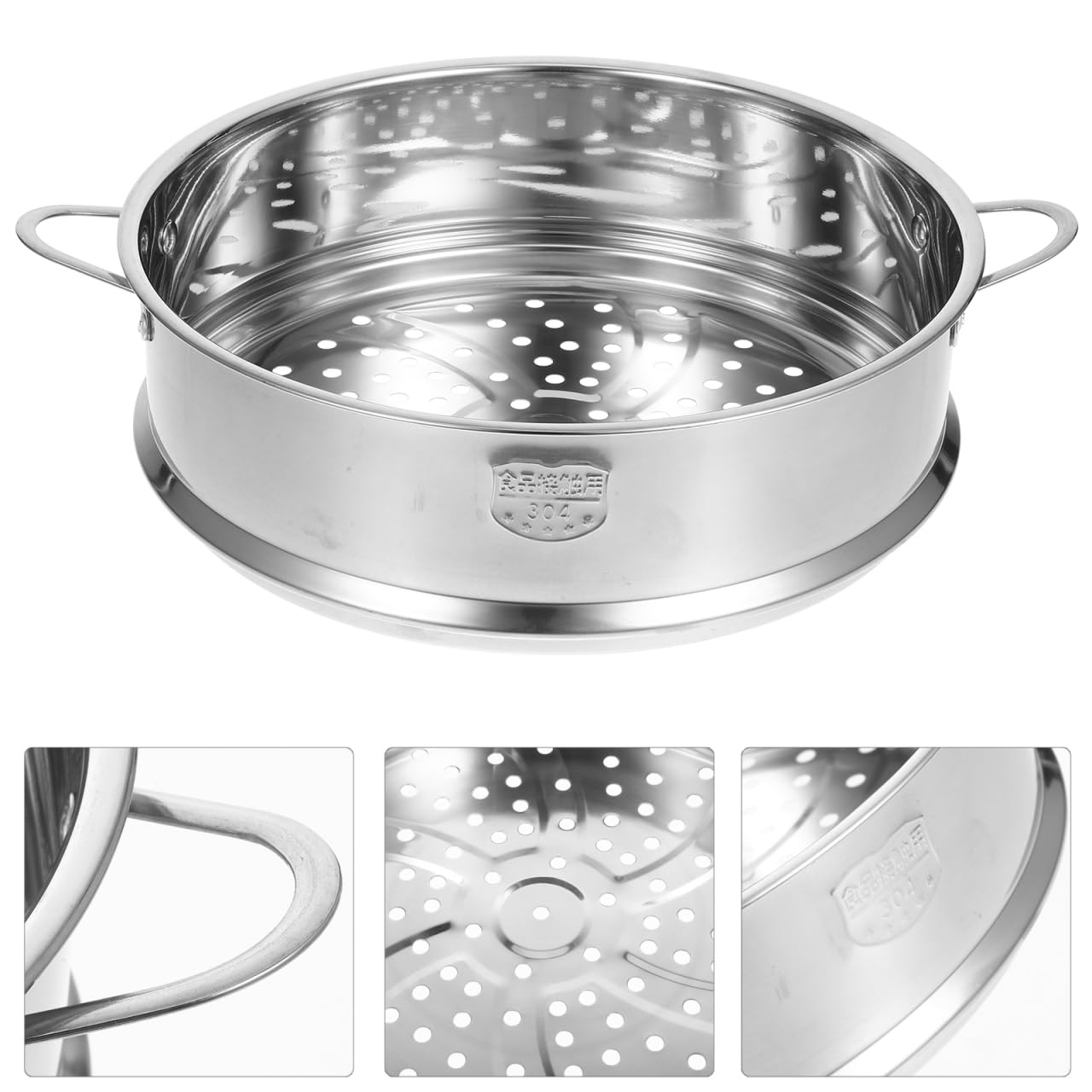 ULTECHNOVO Cestino a vapore in acciaio inox 304, inserto per cottura a vapore, 24 cm, con manico, accessori da cucina per famiglia e ristorazione