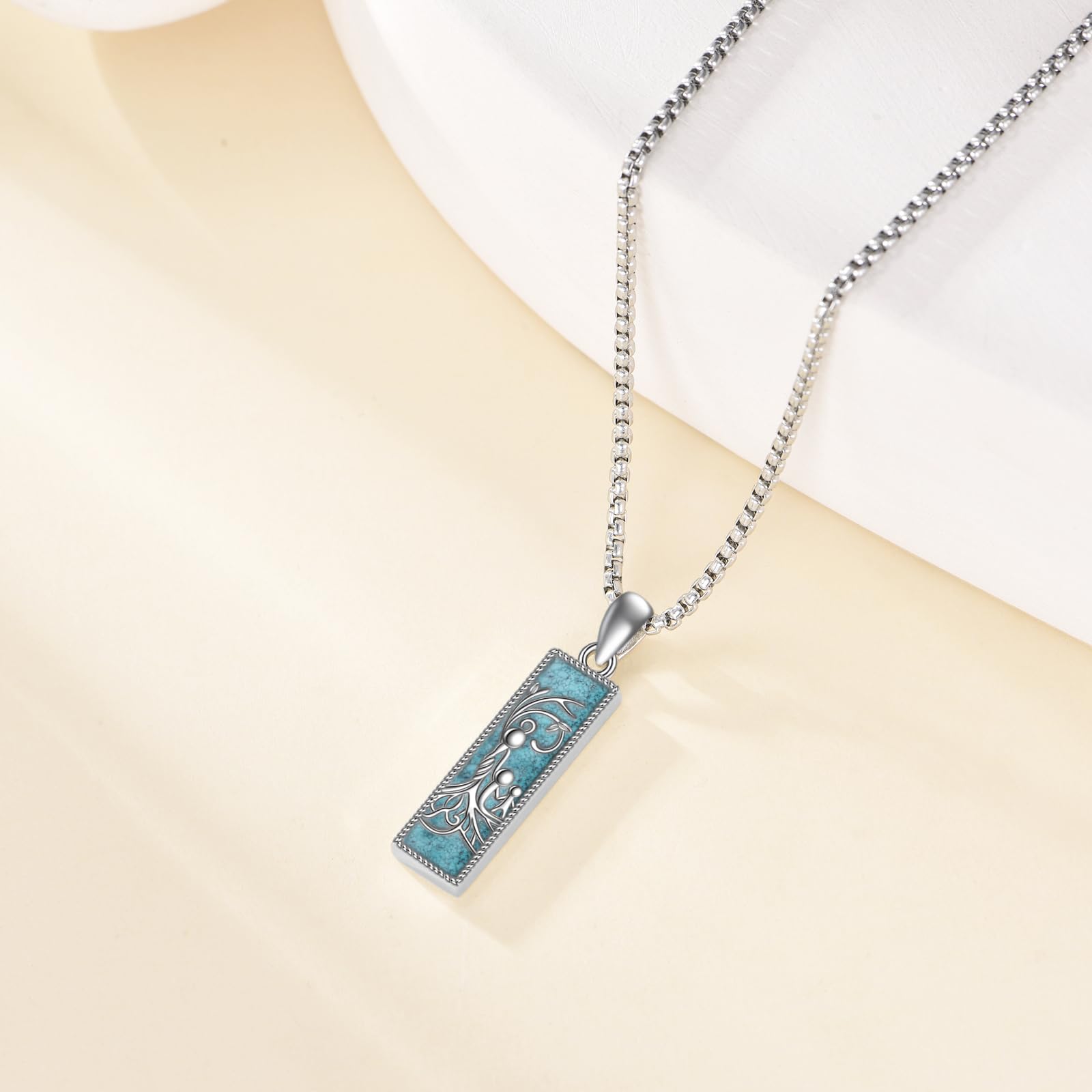 ONEFINITY Baum Des Lebens Halskette 925 Sterling Silber Türkis Bar Anhänger Mutter Baum Anhänger Muttertag Schmuck Geschenke Für Frauen Männer