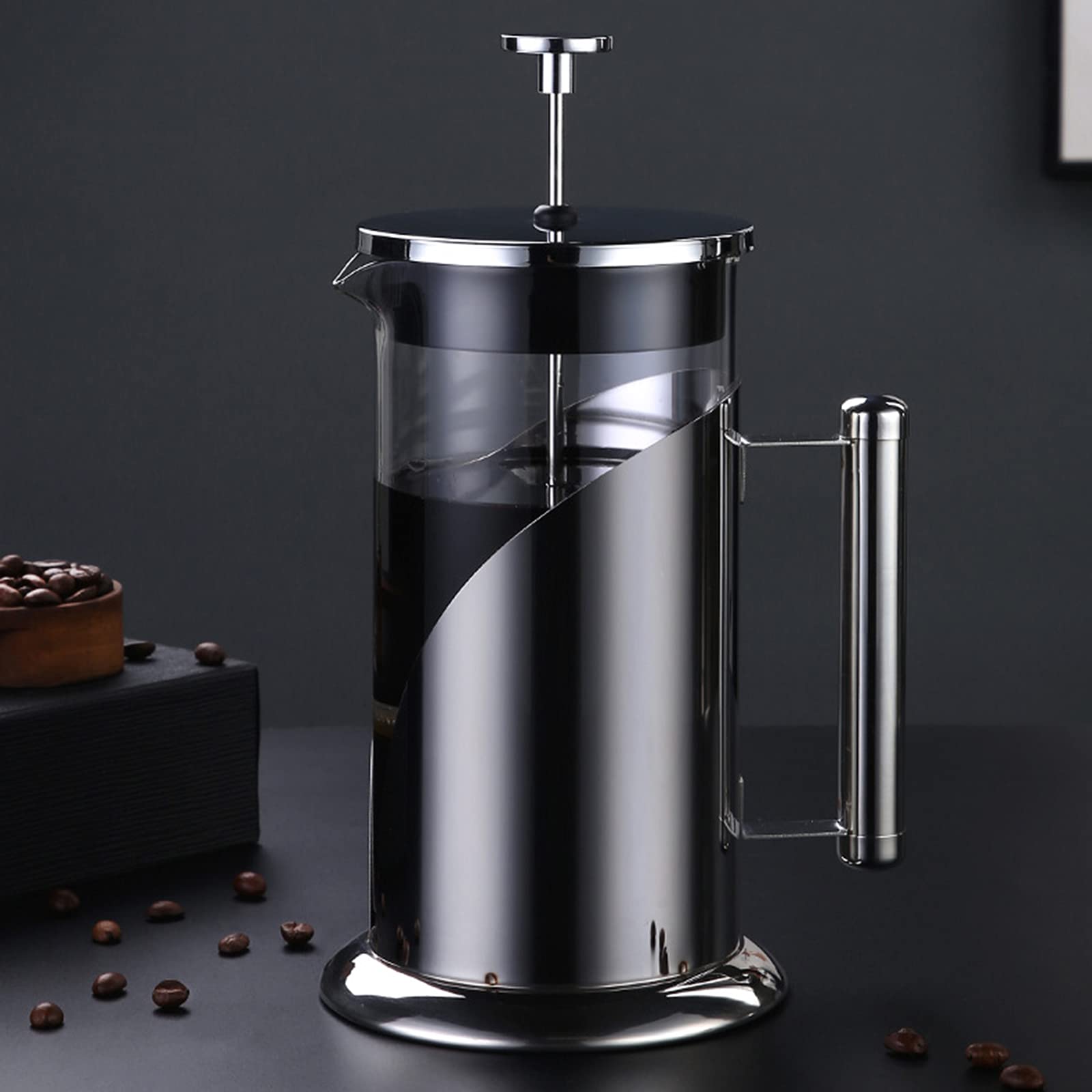 French Press ekspres do kawy - żaroodporny borokrzemowy praska do kawy ze stali nierdzewnej z 3-stopniowym filtrem - kawa i herbata - duża 1000 ml szklana karafka ekspres do kawy
