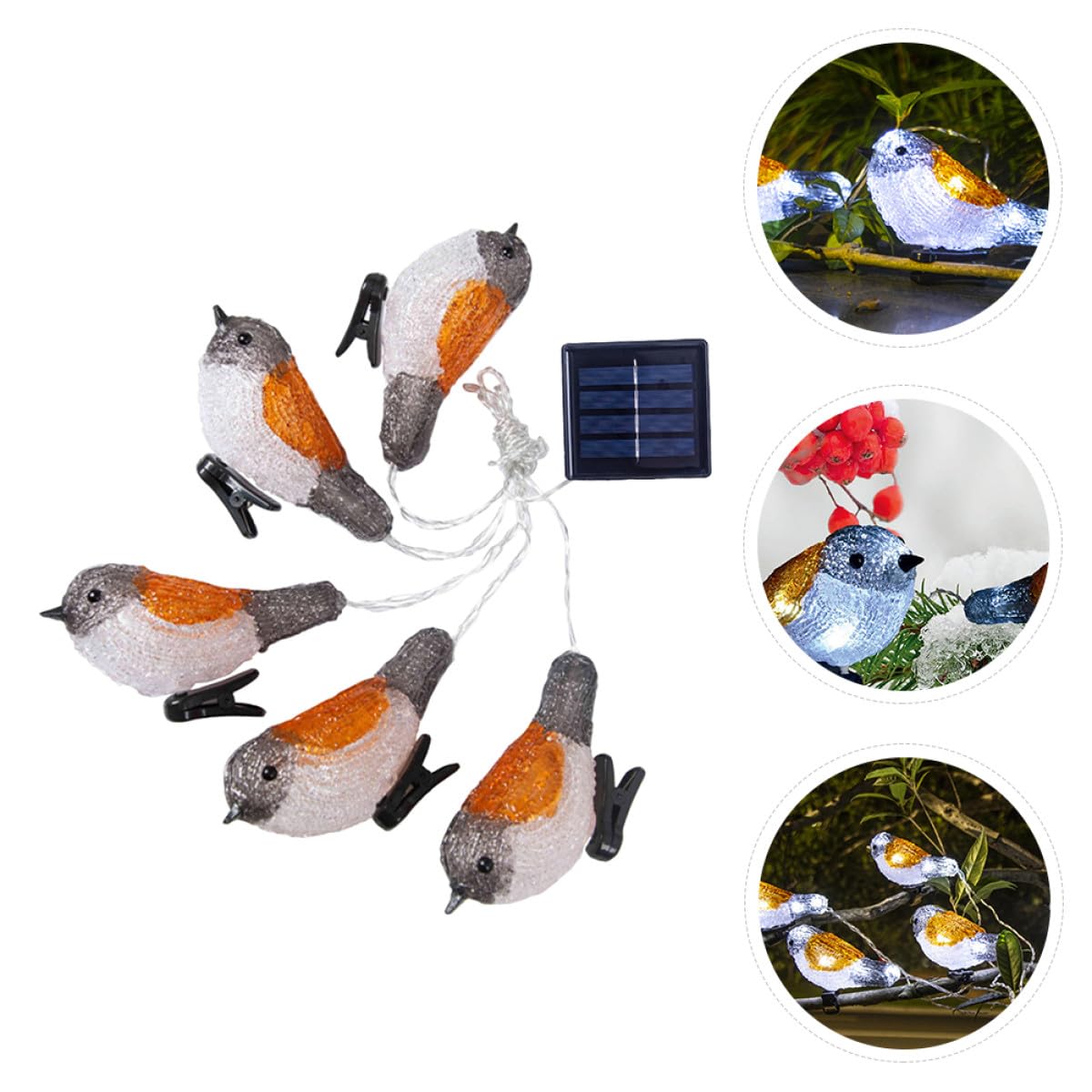 Solarbetriebene LED Lichterkette in Rotkehlchen Form für Garten und Hof nach Ip65 aus Acryl und Kunststoff mit Geringem Stromverbrauch