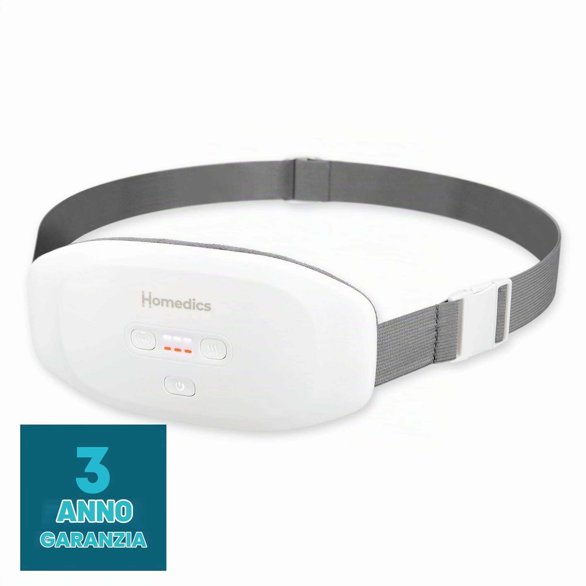 Homedics Cycle Comfort Heat and Vibration Belt, Crampi Mestruali o Sintomi Intestino Irritabile, 3 Vibrazioni, 3 Temperature, Design Discreto e Comodo, Custodia da Viaggio e Cavo di Ricarica Inclusi