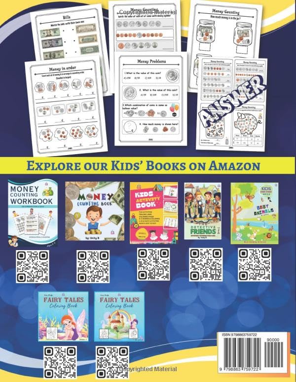 Money Math Workbook: Worksheets to teach Money Addition, Subtraction, Fraction with Answer keys and Fun Activities (Money skills for kids) - Image 2