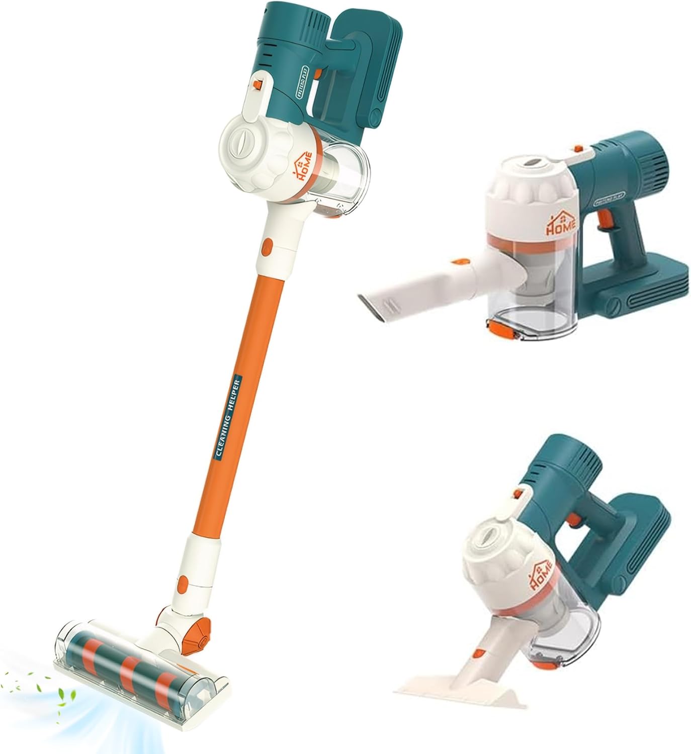 Kids Cordless Vacuum Wall Hanging Toddler Vacuum Cleaner Battery Realistic Working Powered Interactive Parent-Child Bonding Toddler Cleaning Set, No Battery, Toy for Toddlers 1-3