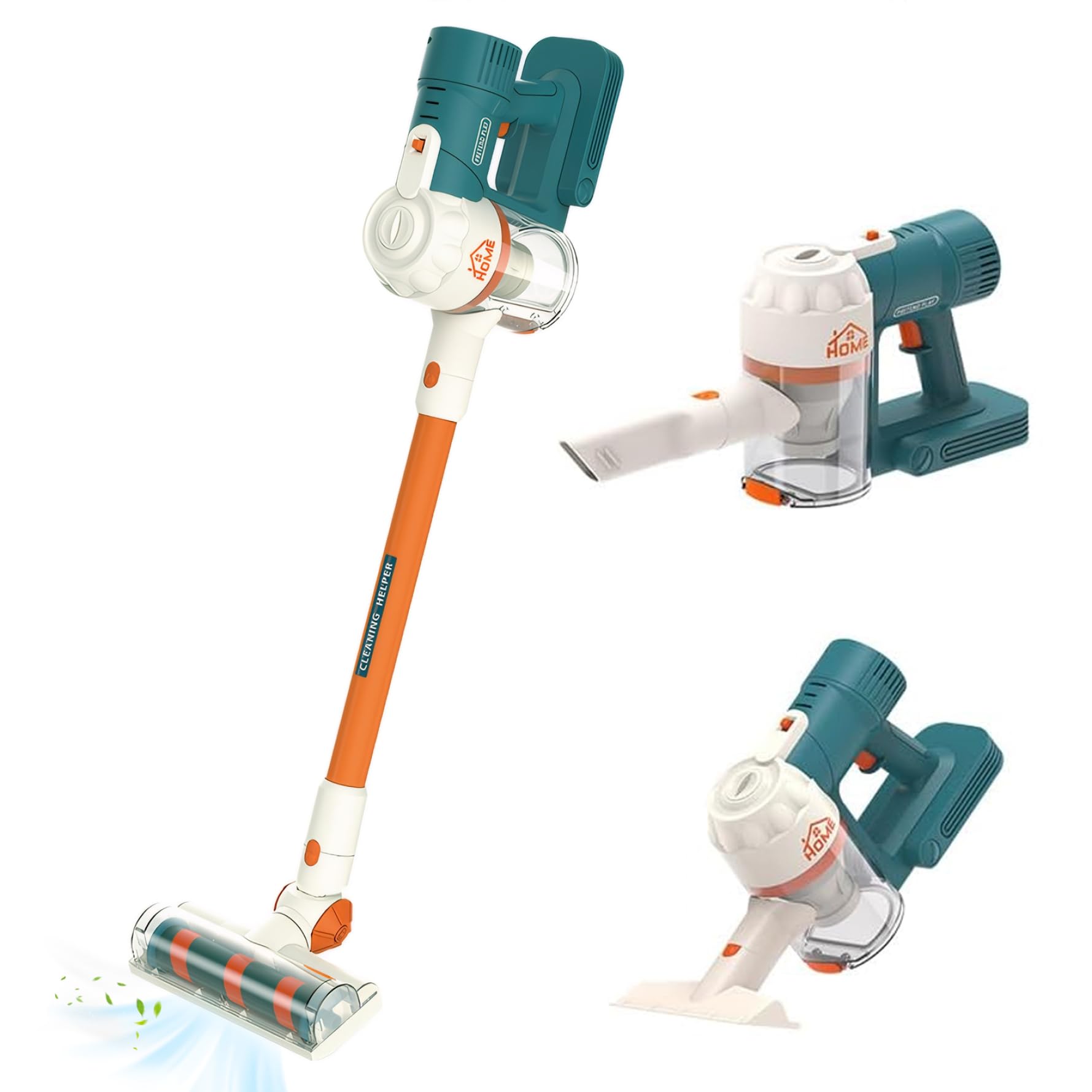 Kids Cordless Vacuum Wall Hanging Toddler Vacuum Cleaner Battery Realistic Working Powered Interactive Parent-Child Bonding Toddler Cleaning Set, No Battery, Toy for Toddlers 1-3