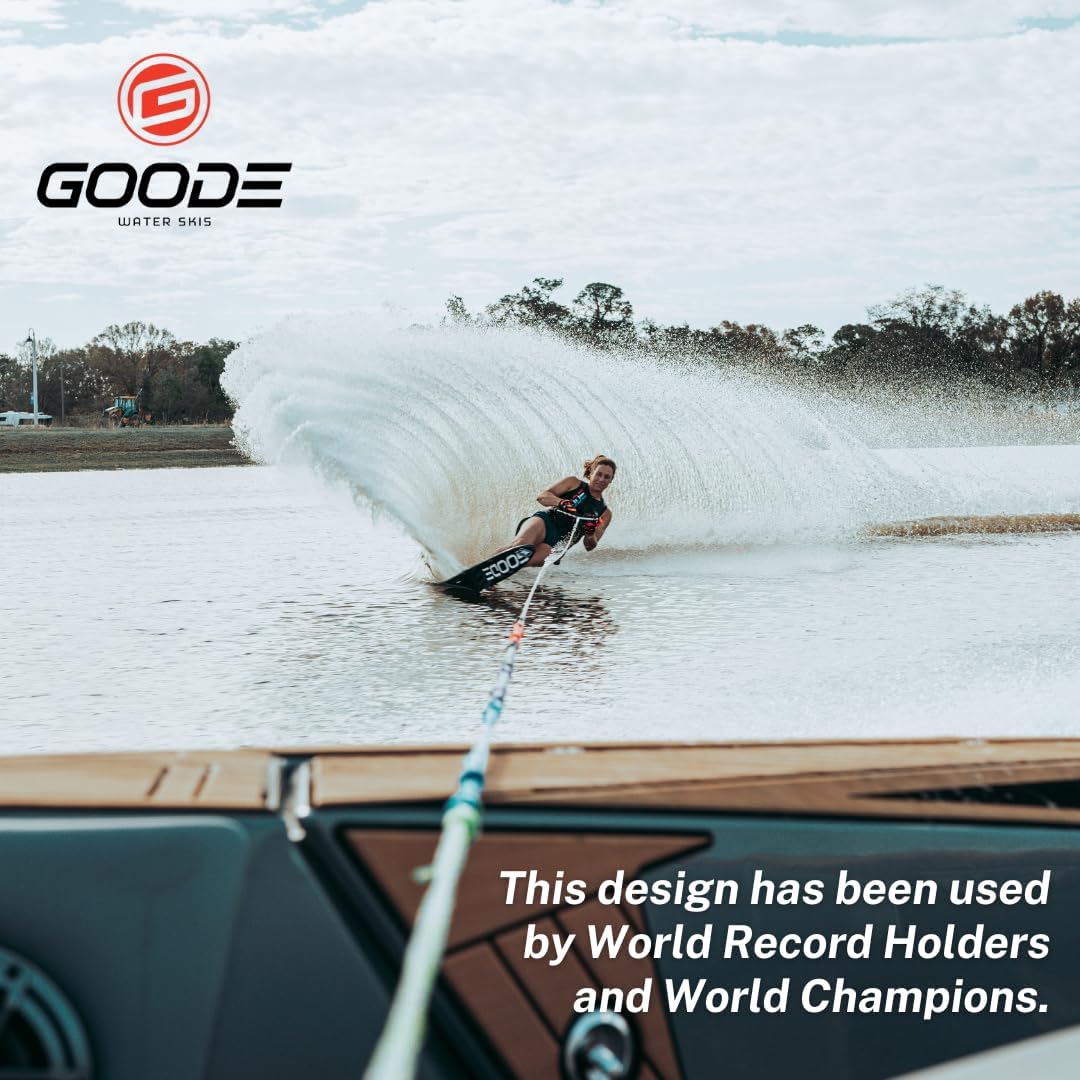 Goode Pro Water Ski Gloves – Thin, High-Performance Design with Double Stitched Amara Palm for Superior Grip, Dual Wrist Straps, Pull-Up Strap, Trusted by World Champions