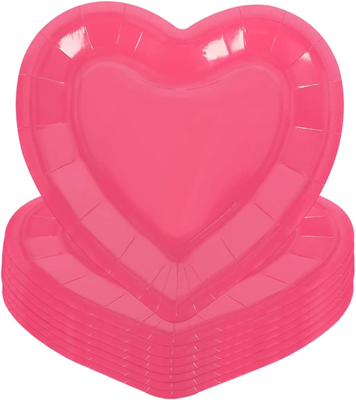 Valentine's Day Paper Plates Heart Shaped Disposable Paper Plates Love Heart Dinner Dessert Decorative Plate Tableware for Anniversary Engagement Wedding Party Decoration (20 Pcs) (Rose red)
