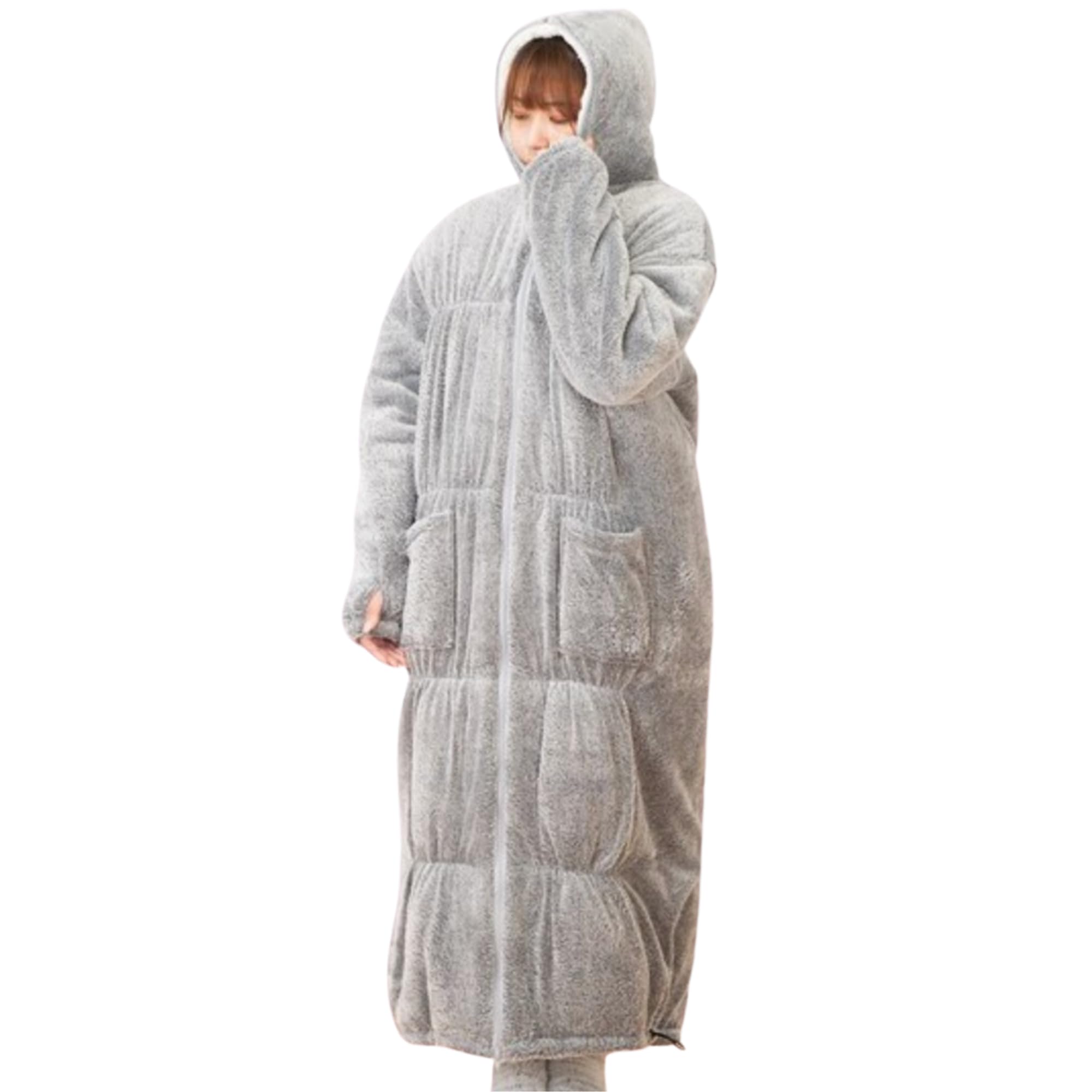 Amazon.co.jp: フード付き中綿入り着る毛布 ロング丈(NウォームSP