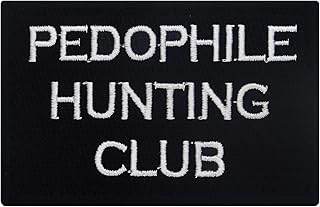 Pedophile Hunting Club Hook and Loop Patch Morale Tags Fully Embroidered (Black and White)