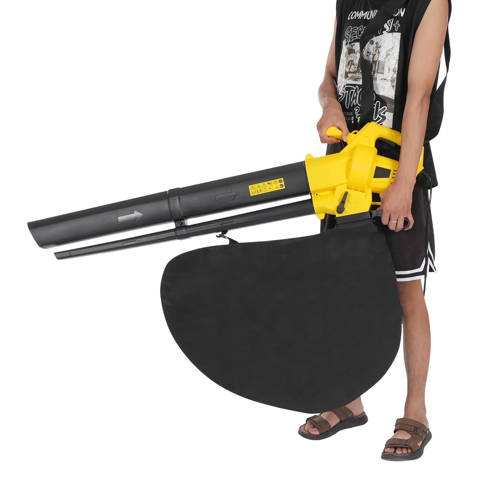 Soplador eléctrico de hojas de 3000 W, 2 en 1, soplador de hojas eléctrico, hasta 270 km/h de velocidad del viento, bolsa de recogida de 35 L, con correa y ruedas, para jardín, patio, terraza