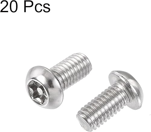 Miniatura 5 de uxcell Tornillo de máquina de seguridad Torx M6x12mm, 20 tornillos de cabeza plana en la columna interior, pernos de sujeción de acero inoxidable 304
