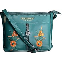 RSINC Cross Body Bag | Structured Shoulder Bag | Faux Leather Casual Flower Print Crossbody Daytrip Shoulder Women Sling Bag | Adjustable Travel Sling Bags | Z Green
