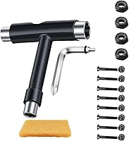 YIYIMIMO T3 Pro All-in-One Skateboard Tool Kit: Durable Black T-Handle, Axle Nuts, Allen Hardware, Grip Cleaner
