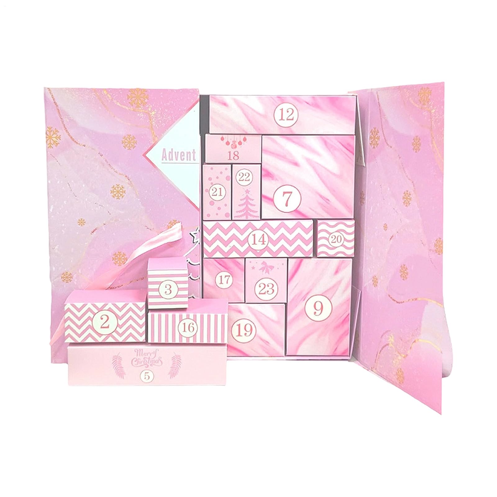 Calendrier de l Avent 24 Jours Vide Rechargeable Rose Réutilisable Déco | Calendrier De L'Avent Pour pour Fils Snacks Chocolats Bureaux Armoires à Bonbons Tables