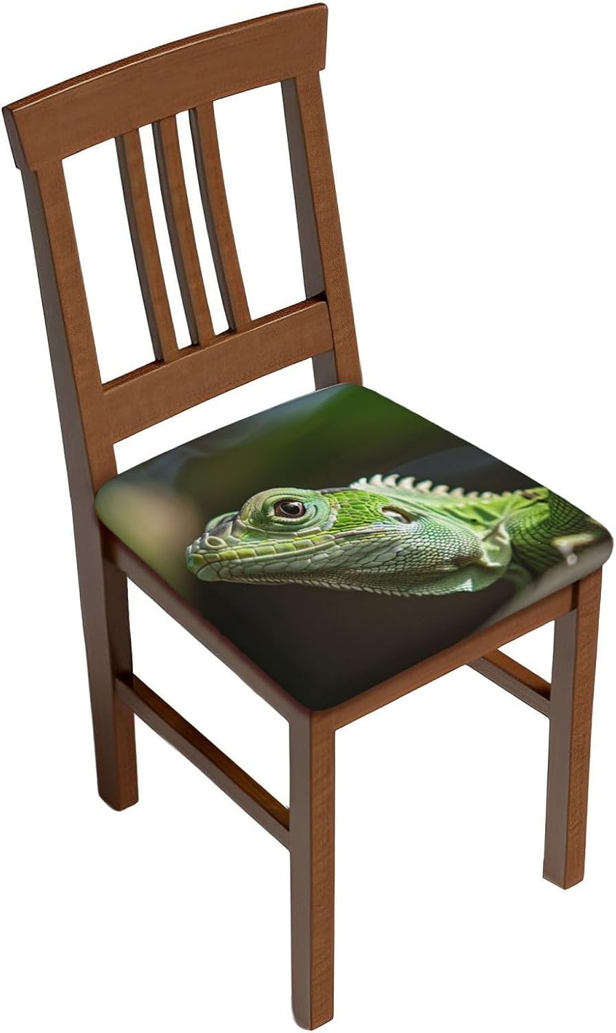 Green Lizard Print Square Cushion Covers 6 Pcs Set Elastic Non-Slip Seat Cushion Slipcovers Pet Furniture Protectors for Chair, Sofa