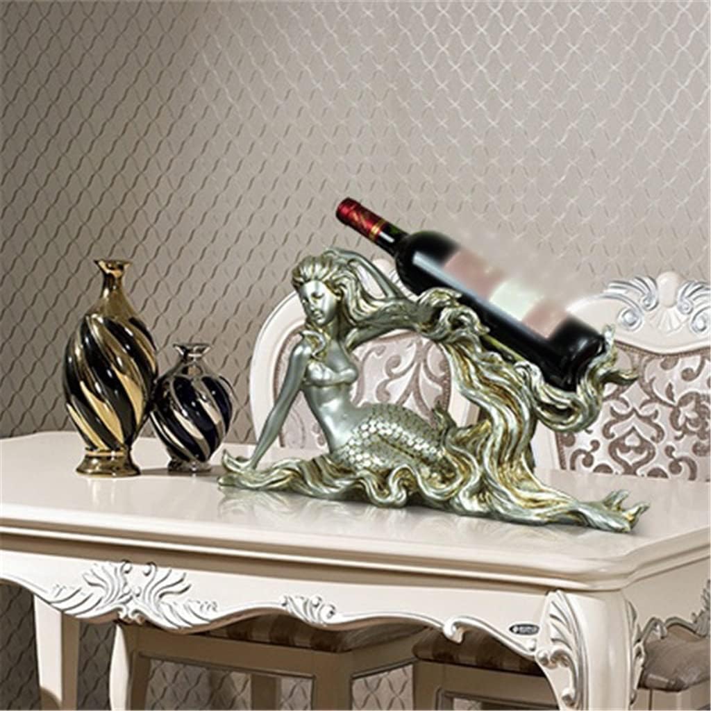 Retro Mermaid Resin Shape Wine Rack European Cabinet Desktop Ornaments