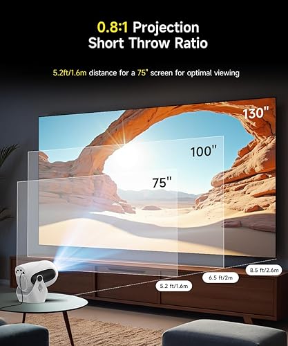 Miniatura 8 de Enfoque eléctricoProyector con WiFi 6 y Bluetooth 5.0, mini portátil nativo 720P con soporte 4K, proyector inteligente integrado en Android 14,