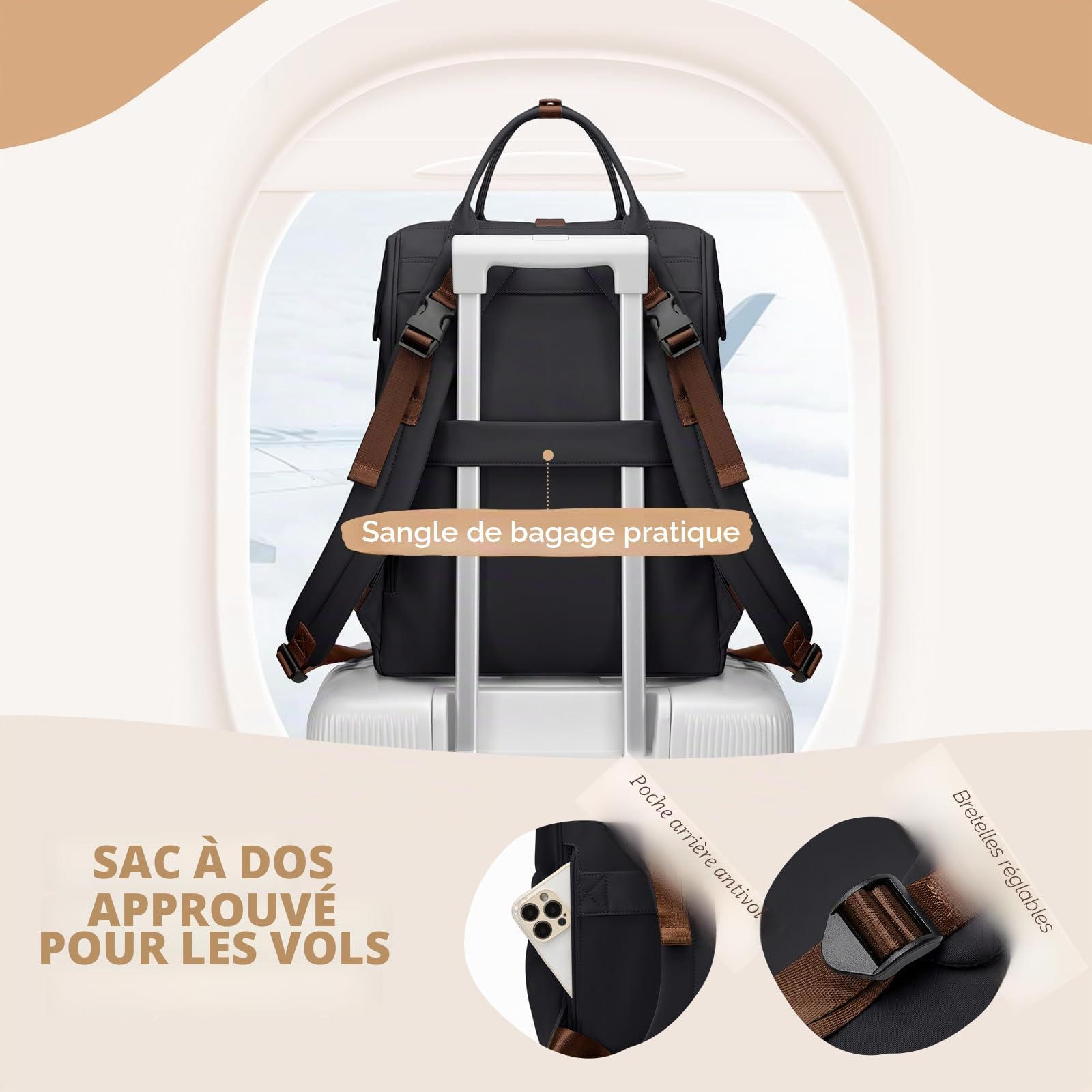Sac à dos à langer, sac à langer multifonction résistant à l'eau avec crochet, sac à langer décontracté à suspendre pour maman