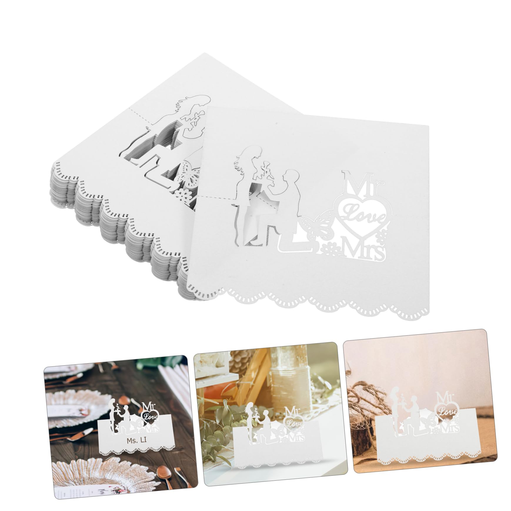 NUOBESTY 150stücke Platzkarten Für Hochzeiten Und Feiern Weiße Tischkarten Mit Blumenmuster Für Geburtstags Und Weihnachtsfeiern Pack